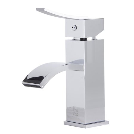 Alfi Brand Polished Chrome Square Body Curved Spout Sgl Lever Bathroom Faucet AB1258-PC